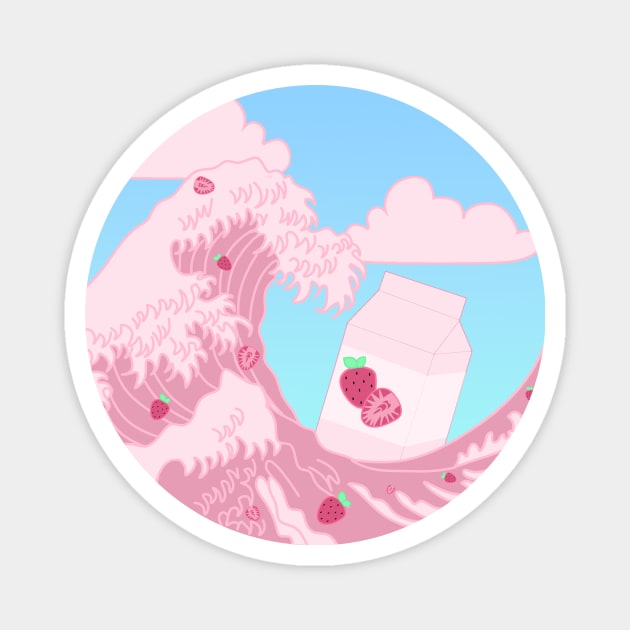 Strawberry Milk Wave Art Magnet by CITROPICALL